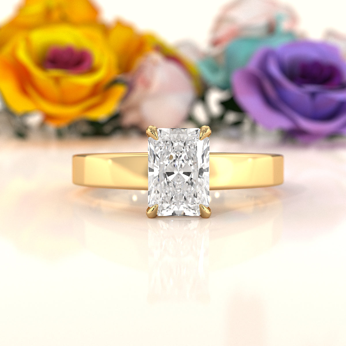 3.5mm Cathedral Style Flat Edge Solitaire Lab Grown Diamond IGI Certified Engagement Ring 4g Setting 1.00 Ctw.